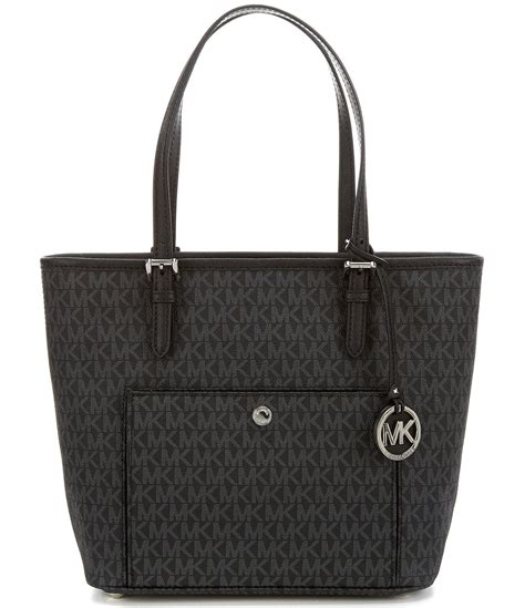 michael michael kors jet set medium signature snap pocket tote|Michael Kors black medium tote.